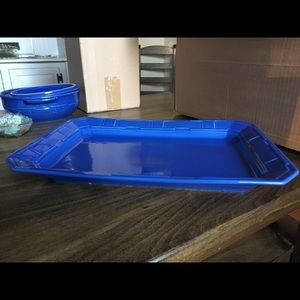 Longaberger pottery blue serving platter like new